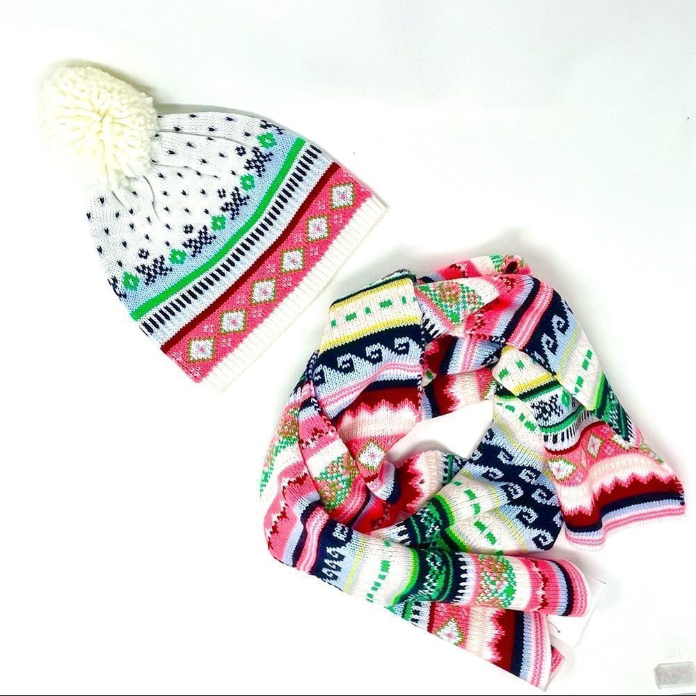 Nwt Gap Holiday Brights Fairisle Scarf and Beanie Set